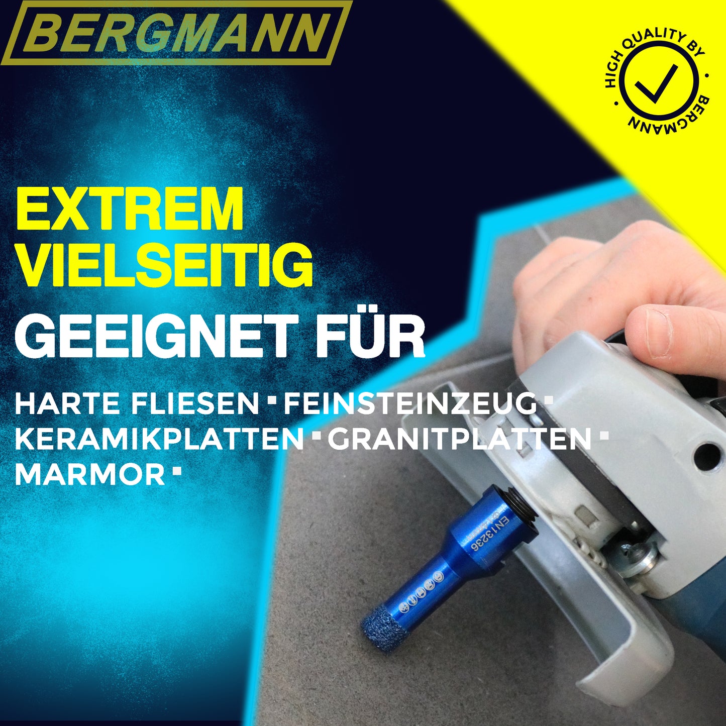 Diamant Fliesenbohrer 10mm | Diamantbohrer 10mm für Winkelschleifer M14 zum Bohren von Fliesen, Feinsetinzeug, Granit uvm.