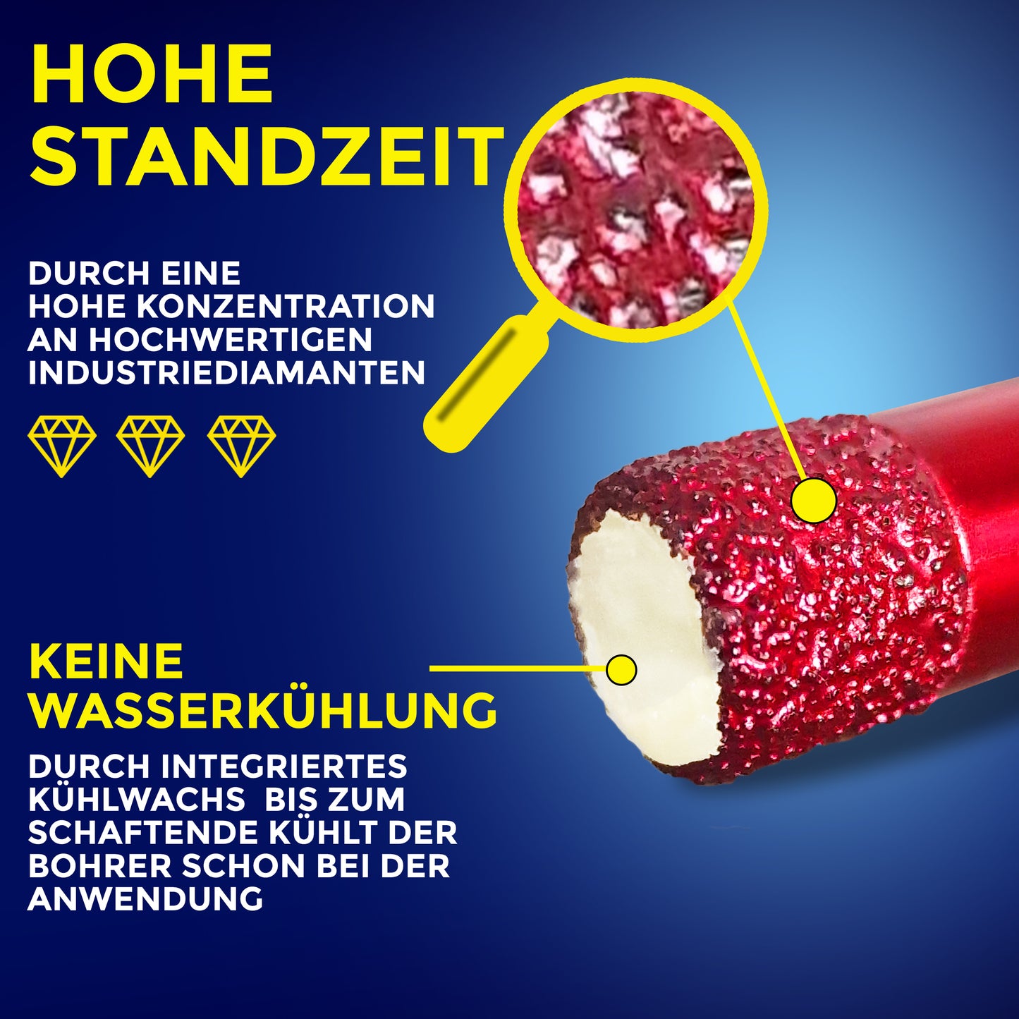 Profi Fliesenbohrer 10mm für Akkuschrauber - Diamant Fliesenbohrer 10mm Sechskant - Diamantbohrer 10mm für Akkuschrauber - Granitbohrer - Feinsteinzeugbohrer