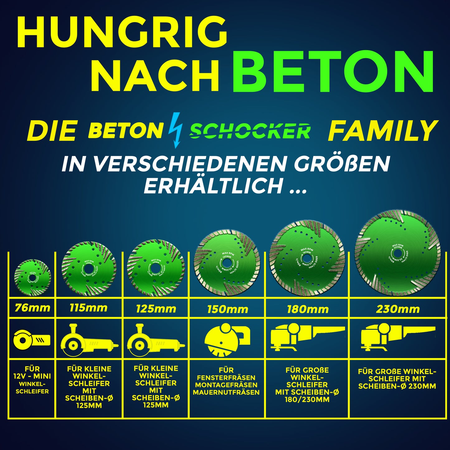 Disque à tronçonner diamanté professionnel ø 180mm pour béton | Disque diamant Shocker pour béton et pierre de granit | Disque de coupe 180mm pour meuleuse d'angle disque de granit disque de béton disque de pierre