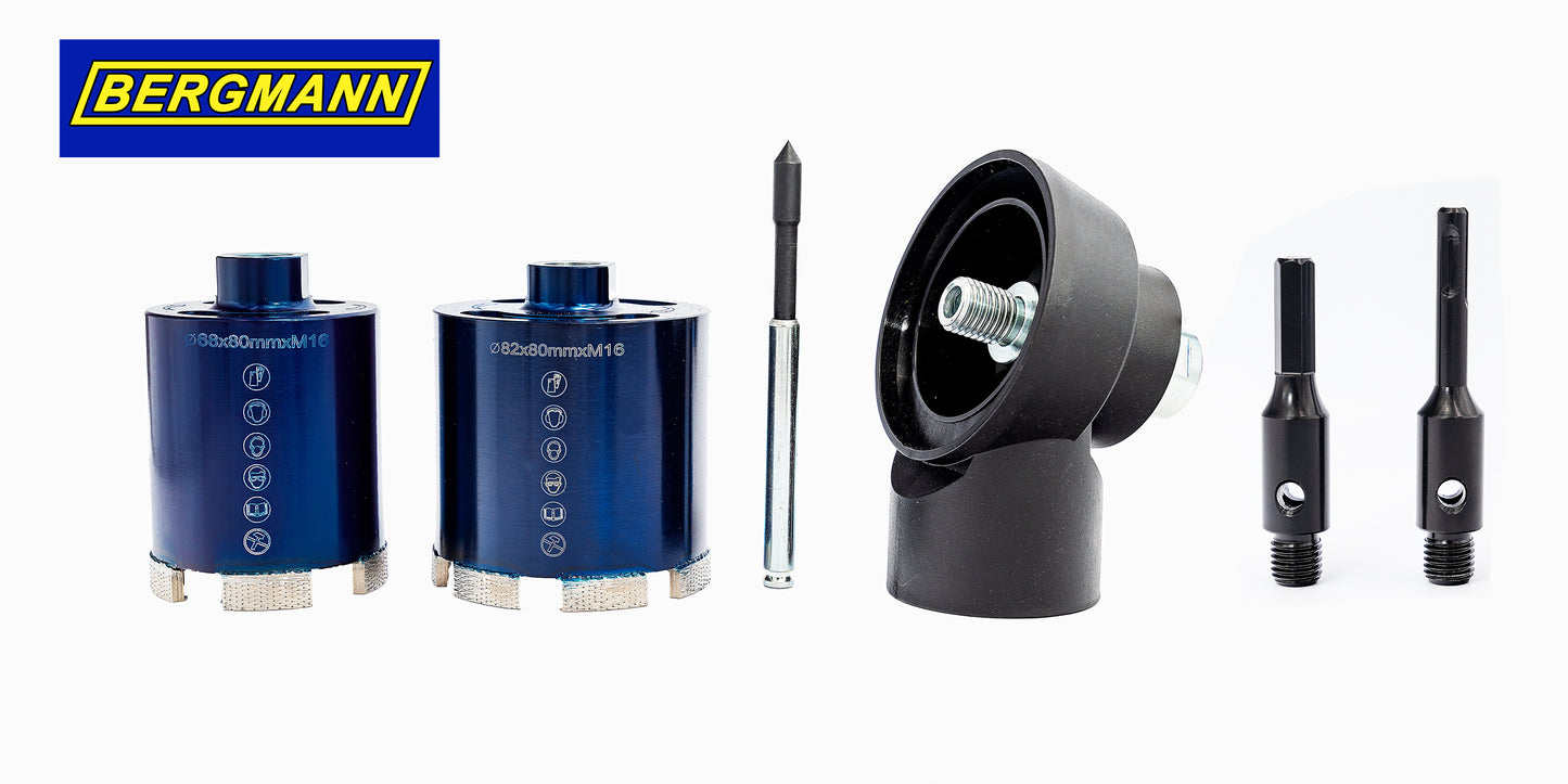 BERGMANN® combinatie verzinkboorset met Matrix segmentafzuigkap centreerpuntadapter