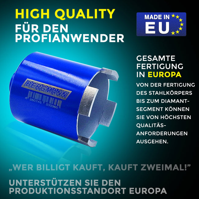 XL - Diamant Dosensenker im Set mit Absaugung + SDS Plus | MADE in EU Diamantbohrkrone im Set | für Eibenstock, Baier, Hilti uvm.