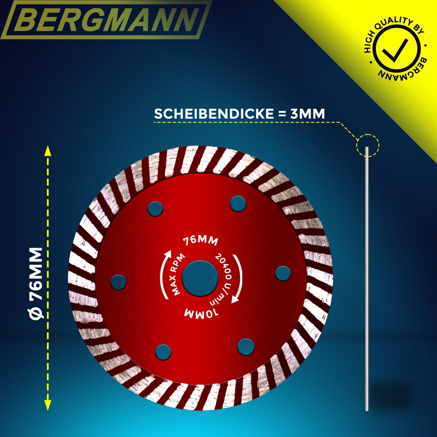 Diamanttrennscheibe 76mm für Stahlbeton | Trennscheibe für Stahlbeton, Diamantscheibe für Mini Winkelschleifer Stahlbeton