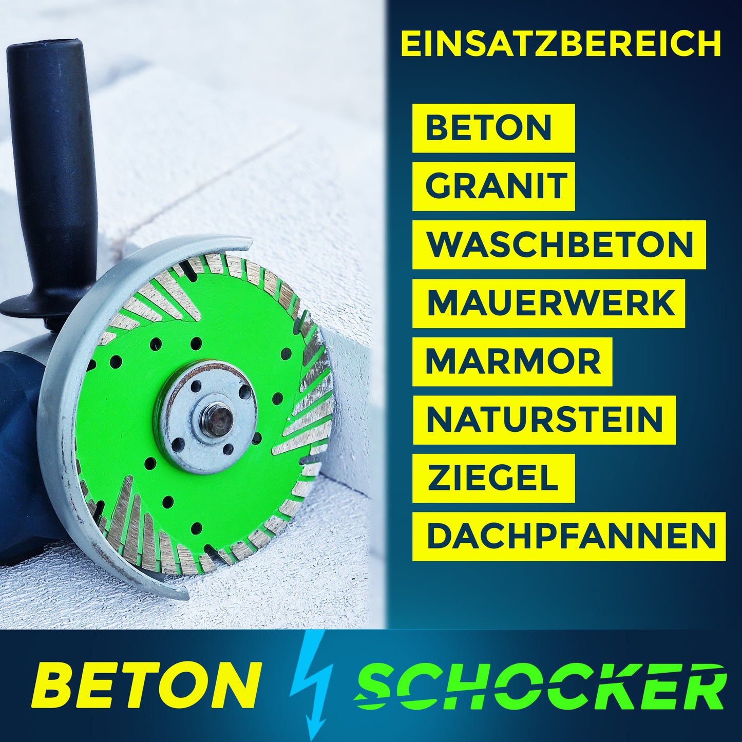 Profi Diamanttrennscheibe ø 125mm für Beton | Betonschocker Diamantscheibe für Beton Granit Stein | Trennscheibe für Winkelschleifer Granitscheibe Betonscheibe Steinscheibe